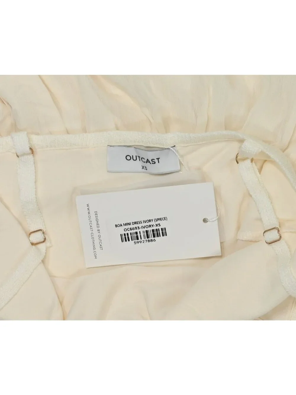 Outcast Boa Mini Dress in Ivory - Picture 4 of 4